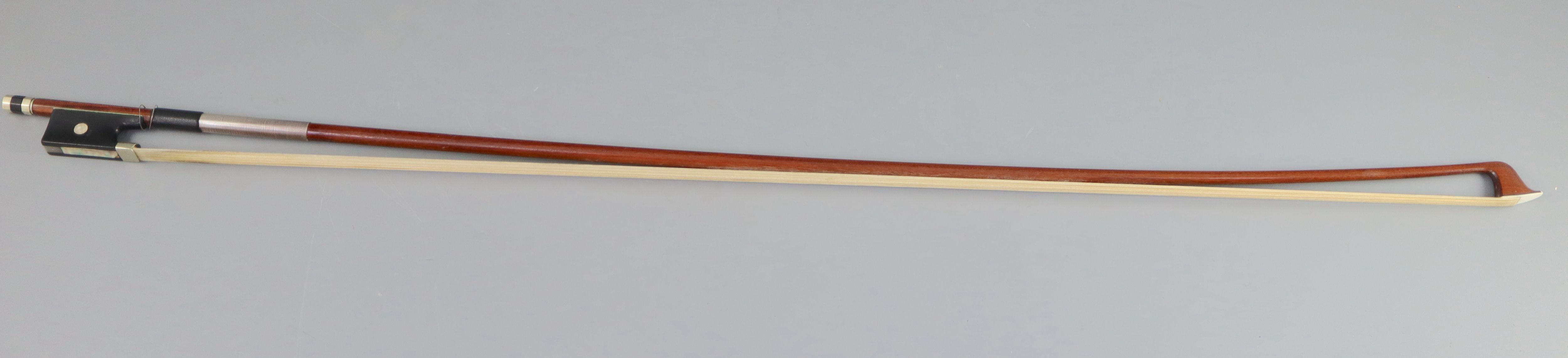 A James Tubbs nickel mounted bow, late 19th/early 20th century, 74.5cm long